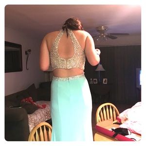 Mint and silver prom dress